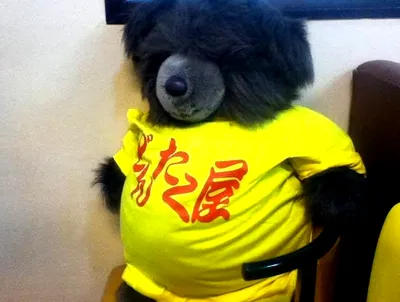 黄色いTシャツを着たクマのぬいぐるみ