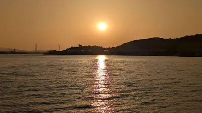 海で日のロード(夕方)