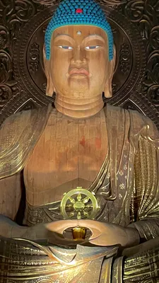 荘厳な木彫りの大仏像